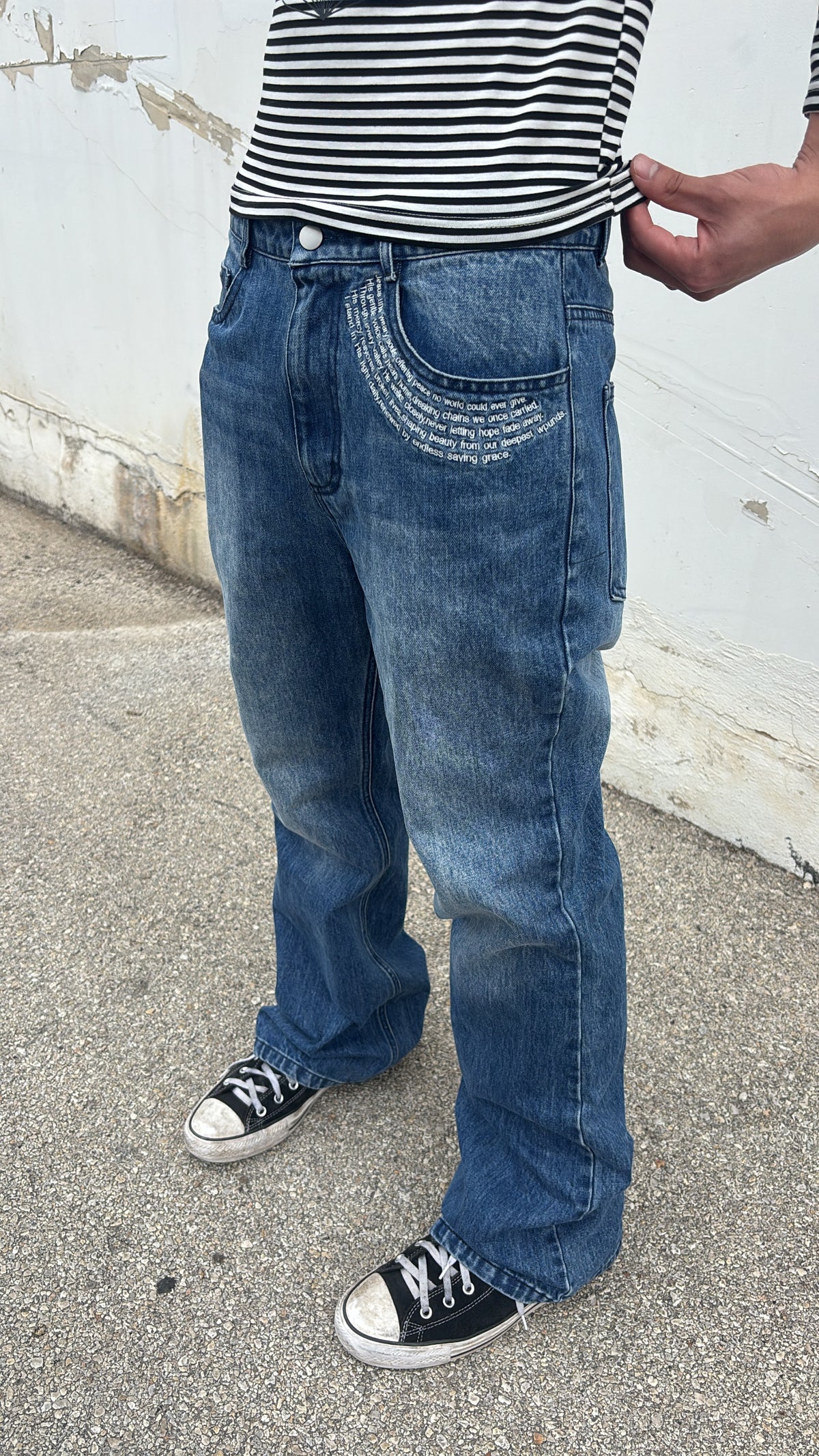 “Savior” poem jeans